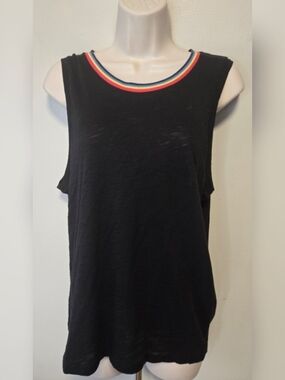NWT Evereve Goldie Black sleeveless tank with rainbow neckline Large